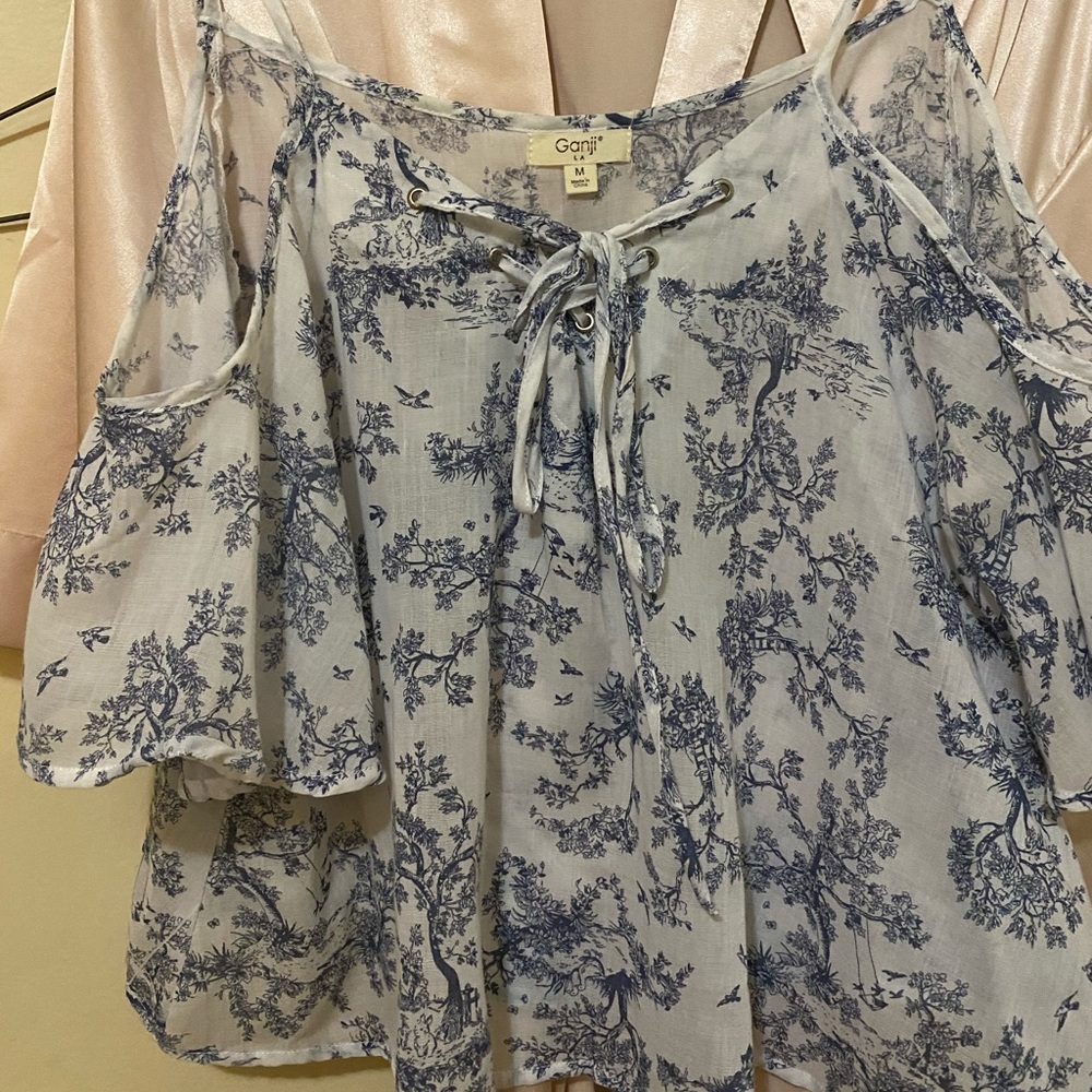 White with blue flowers shirt